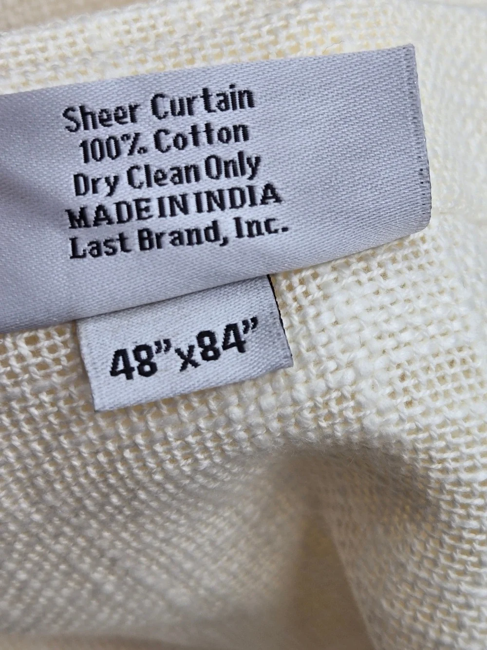 QUINCE Set Of 2 48x84 Cotton Sheer Curtains Ivory 9749